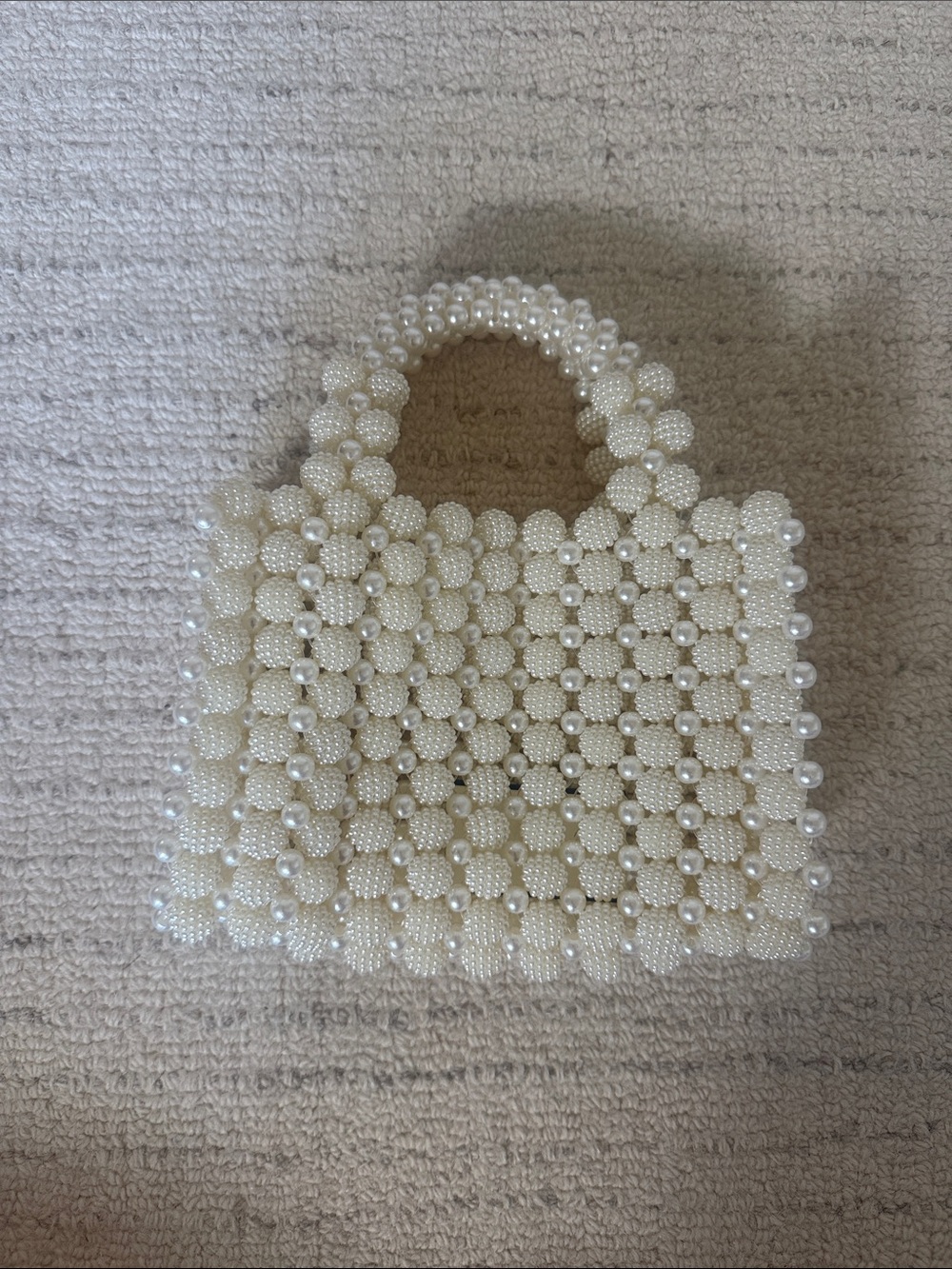 Pearl Beaded Handbag - Cream Beaded Tote